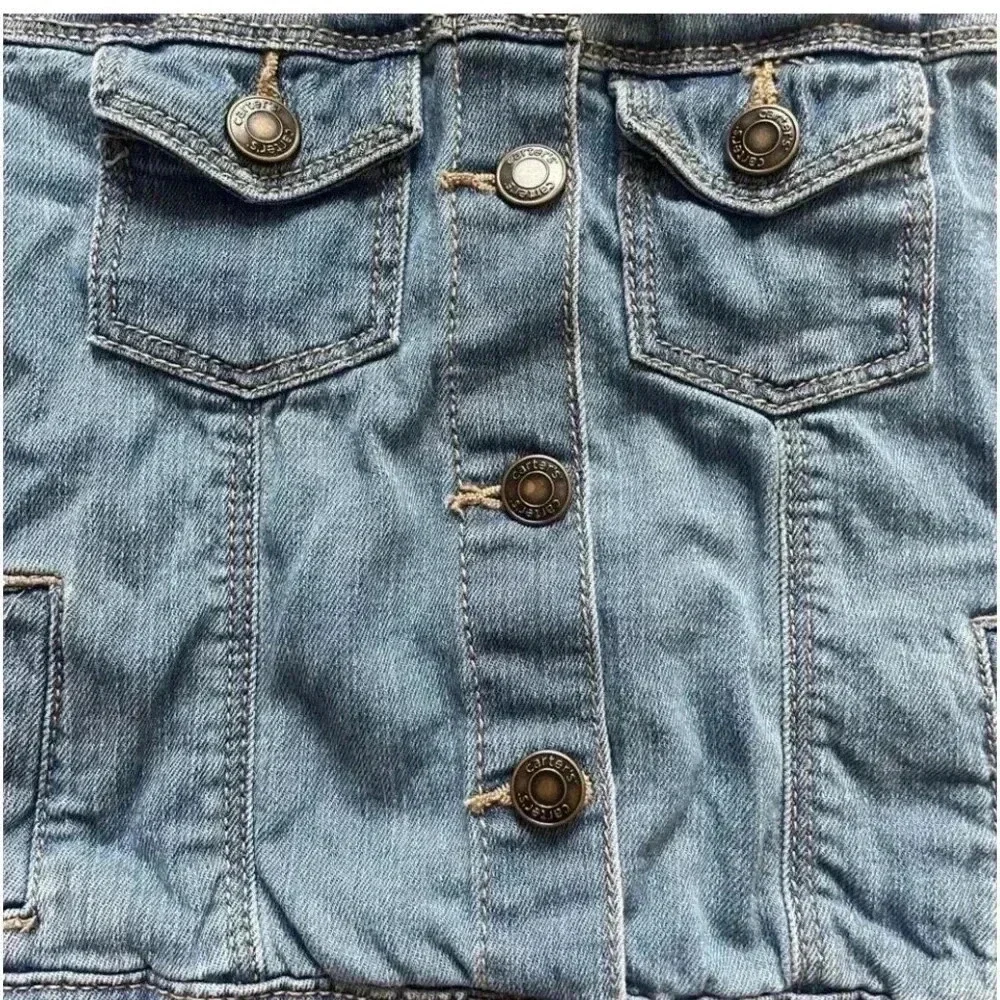 Carter’s Lightweight Denim Girls Jeans Trendy Pockets Jacket SZ 4T #1732